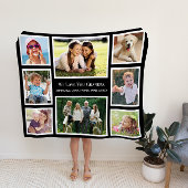 Opa Love You Photo Collage Persoonlijk Zwart Fleece Deken