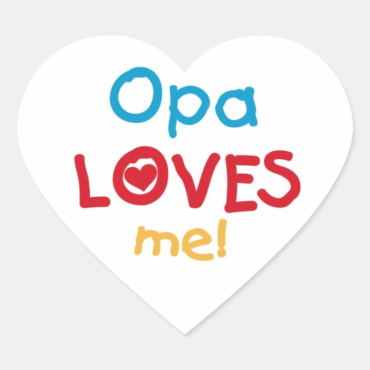 Opa Loves Me T-shirts en geschenken Hart Sticker (Voorkant)