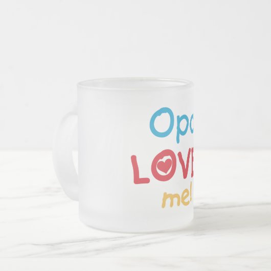 Opa Loves Me T-shirts en geschenken Matglas Koffiemok (Voorkant links)