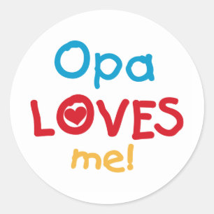 Opa Loves Me T-shirts en geschenken Ronde Sticker