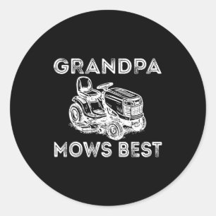 Opa Maait Grappige Grasmaaier Vaderdag Papa Ronde Sticker