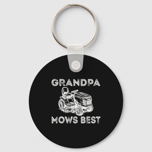 Opa Maait Grappige Grasmaaier Vaderdag Papa Sleutelhanger (Voorkant)