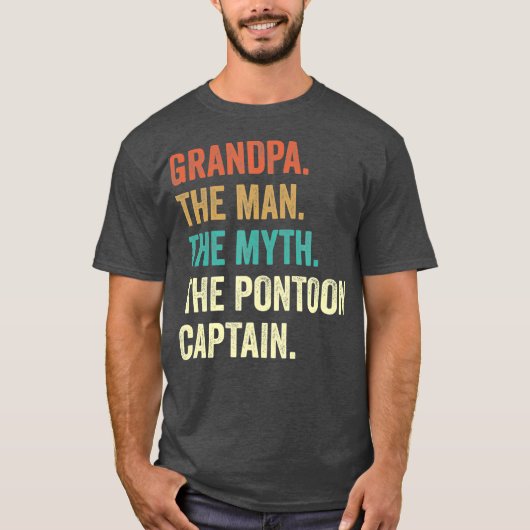 Opa Man Myth Pontoon Kapitein voor mannen T-shirt (Voorkant)