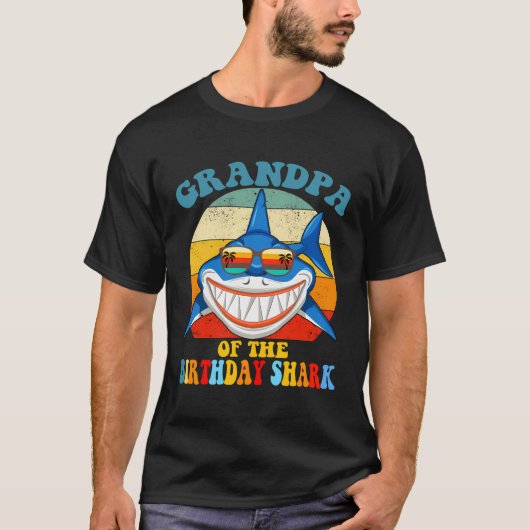 Opa Matching Family Shark Verjaardag Grappige gesc T-shirt (Voorkant)
