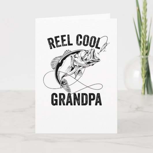 Opa met een hengel Retro Vaderdag Visgeschenk Kaart (Voorkant)