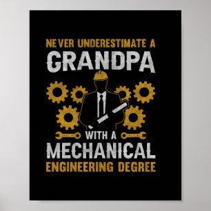 Opa met een mechanische techniek poster