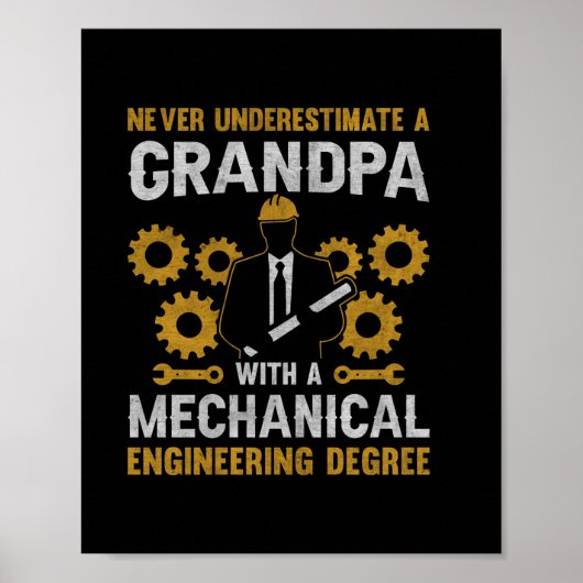 Opa met een mechanische techniek poster (Voorkant)