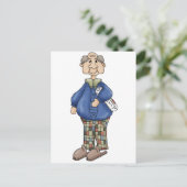 Opa met krantenontwerp briefkaart (Staand voorkant)