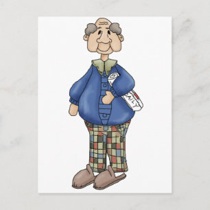 Opa met krantenontwerp briefkaart