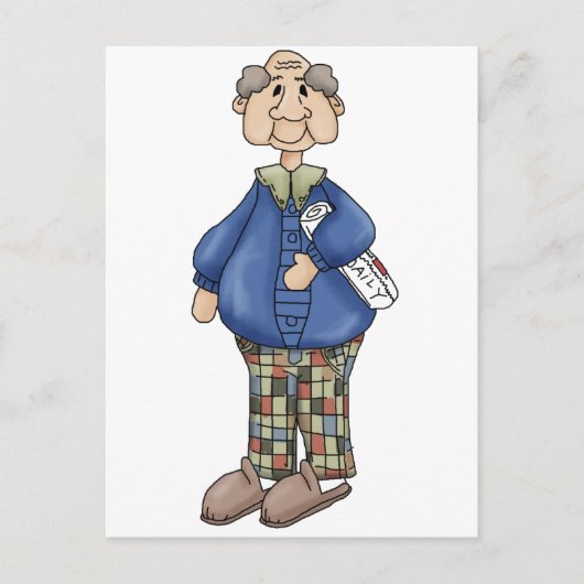 Opa met krantenontwerp briefkaart (Voorkant)