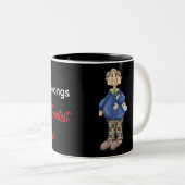 Opa met Krantenontwerp Tweekleurige Koffiemok (Voorkant rechts)