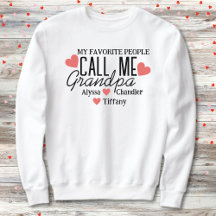 Opa met rode harten en kleinkinderen namen