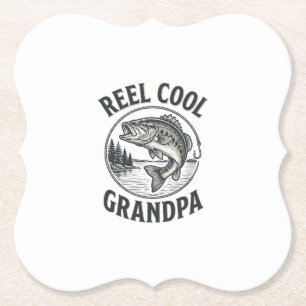 Opa met vis shirt ontwerp kartonnen onderzetters