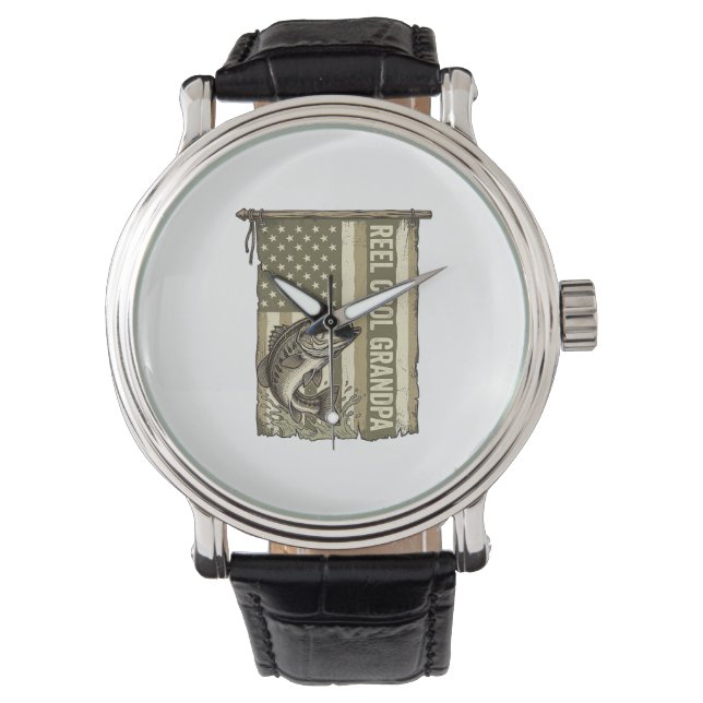 Opa met visshirt ontwerp horloge (Voorkant)