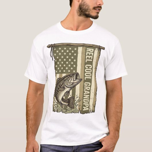 Opa met visshirt ontwerp t-shirt (Voorkant)