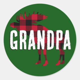 Opa Moose, Rustic Red op Green Buffalo Pset Ronde Sticker