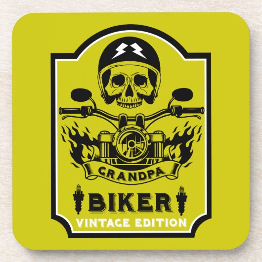 Opa motorrijder bier onderzetter (Voorkant)