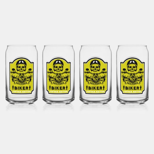 Opa motorrijder blikvorm glas (Voorkant)