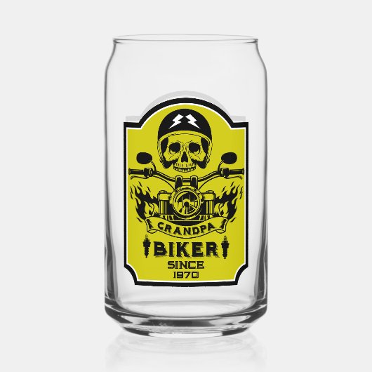 Opa motorrijder blikvorm glas (Voorkant)