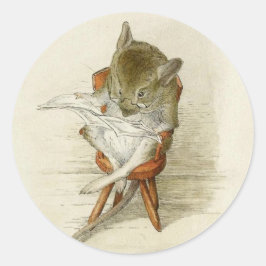 Opa Mouse Een krant lezen Ronde Sticker