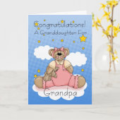 Opa New Baby Girl Gefeliciteerd Kaart (Gele Bloem)