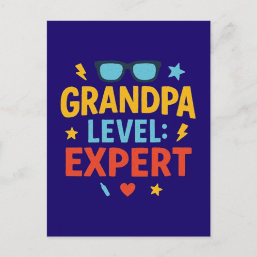 opa niveau expert (cartoonstijl) briefkaart (Voorkant)