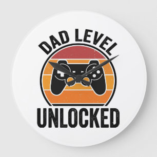 Opa-niveau ontgrendeld Vintage Gamer T-shirt ontwe Grote Klok