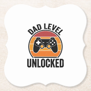 Opa-niveau ontgrendeld Vintage Gamer T-shirt ontwe Kartonnen Onderzetters