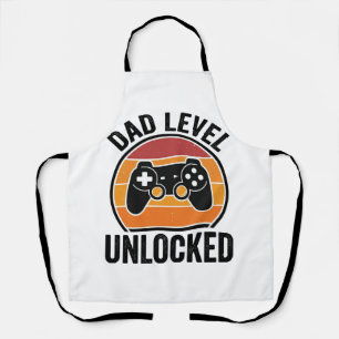Opa-niveau ontgrendeld Vintage Gamer T-shirt ontwe Schort