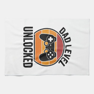 Opa-niveau ontgrendeld Vintage Gamer T-shirt ontwe Theedoek