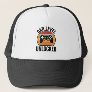 Opa-niveau ontgrendeld Vintage Gamer T-shirt ontwe Trucker Pet
