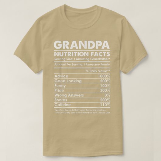 Opa Nutrition Facts Gift for Papa Funny Dad T-shirt (Design voorkant)