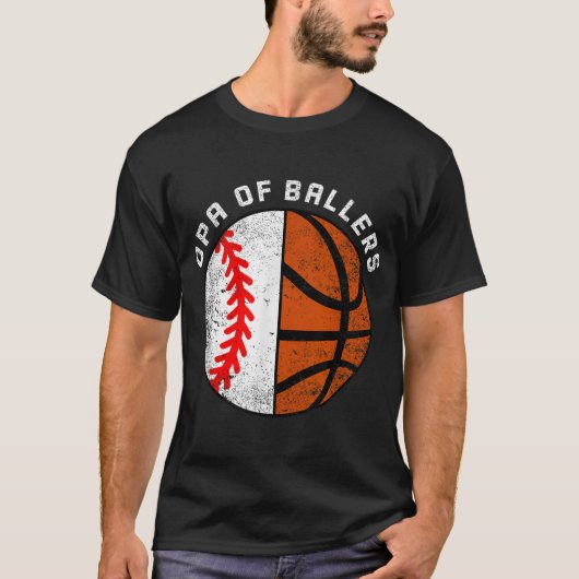 Opa Of Ballers Funny Baseball Basketball Grandpa  T-shirt (Voorkant)
