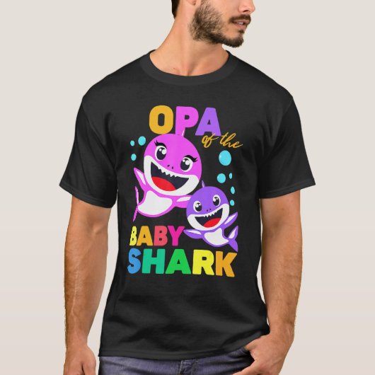 Opa of the Baby Birthday Shark Opa Shark Kerstmis T-shirt (Voorkant)