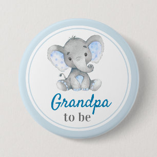 Opa om Grootvader Baby Jongen Douche Olifant te zi Ronde Button 7,6 Cm