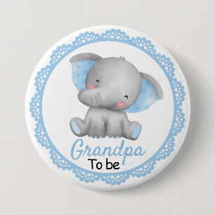 Opa om Grootvader Baby Jongen Douche Olifant te zi Ronde Button 7,6 Cm
