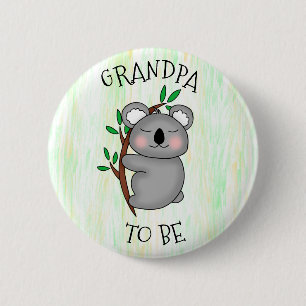 Opa om te worden Koala-Baby shower Ronde Button 5,7 Cm
