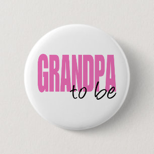 Opa om te worden (roze bloklettertype) ronde button 5,7 cm