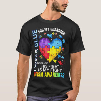 Opa Oma Ik Draag Blauw Voor Mijn Kleinzoon Autisme T-shirt