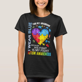 Opa Oma Ik Draag Blauw Voor Mijn Kleinzoon Autisme T-shirt