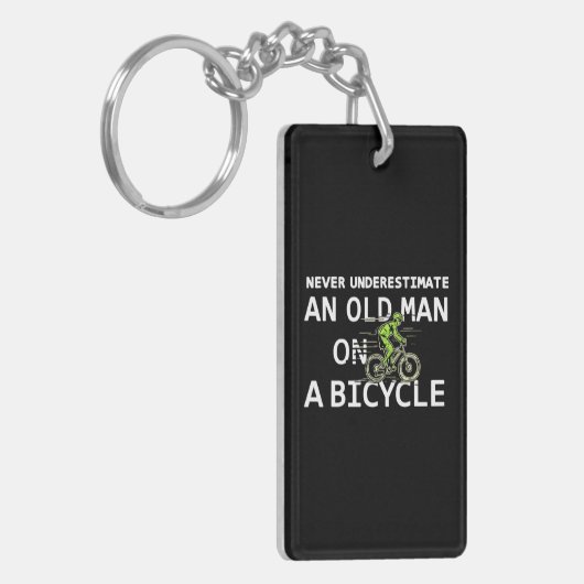 Opa onderschat nooit oud Man fietsfiets Sleutelhanger (Voorkant Links)