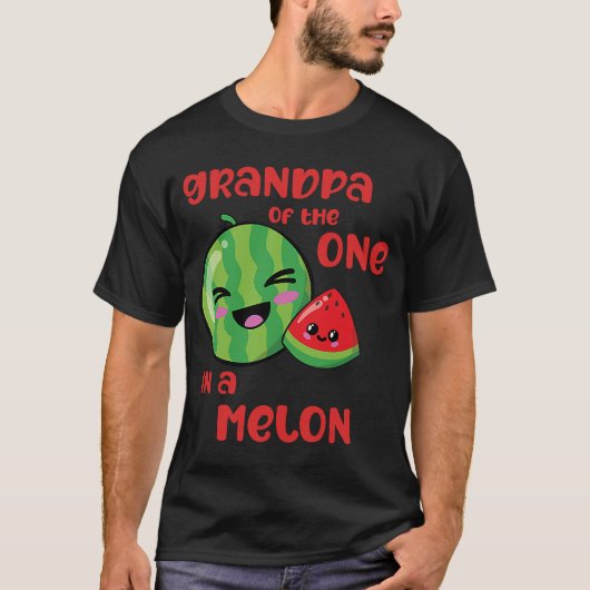 Opa One in een Melon Birthday Watermelon Theme B T-shirt (Voorkant)