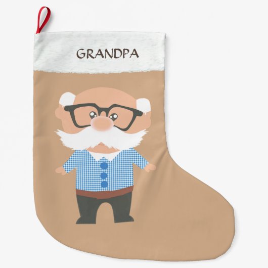 Opa op Beige Grote Kerstsok (Voorkant)