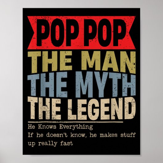 Opa opa de man de mythe de legende retro vaderdag poster (Voorkant)