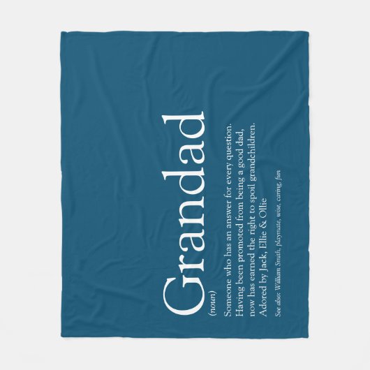 Opa Opa Definitie Blauw Fleece Deken (Voorkant)