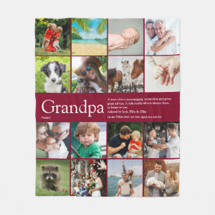 Opa Opa Foto Collage Pret Roodbruin Fleece Deken