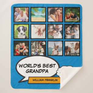 Opa Opa Leuke Coole Fotocollage Blauw Sherpa Deken