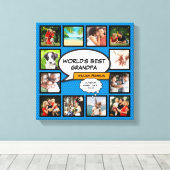 Opa Opa Opa Leuk Cool Fotocollage Blauw Canvas Afdruk (Insitu (Houten vloer))