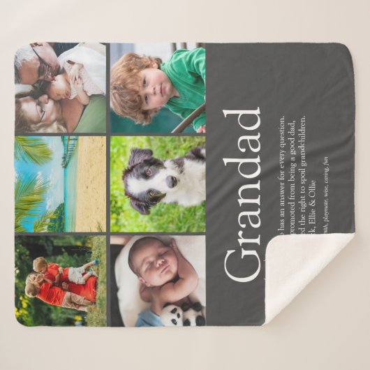 Opa Opa Papa Definitie 6 Foto Grijs Sherpa Deken (Voorkant (horizontaal))