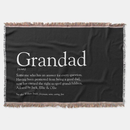 Opa, opa, Papa Definition Black en White Deken (Voorkant)